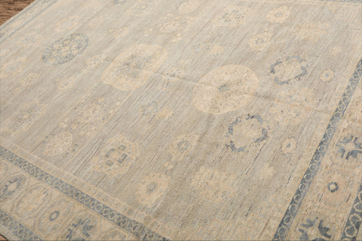 8x10 Hand Knotted Afghan Oushak 100% Wool Oriental Area Rug Gray Beige Color
