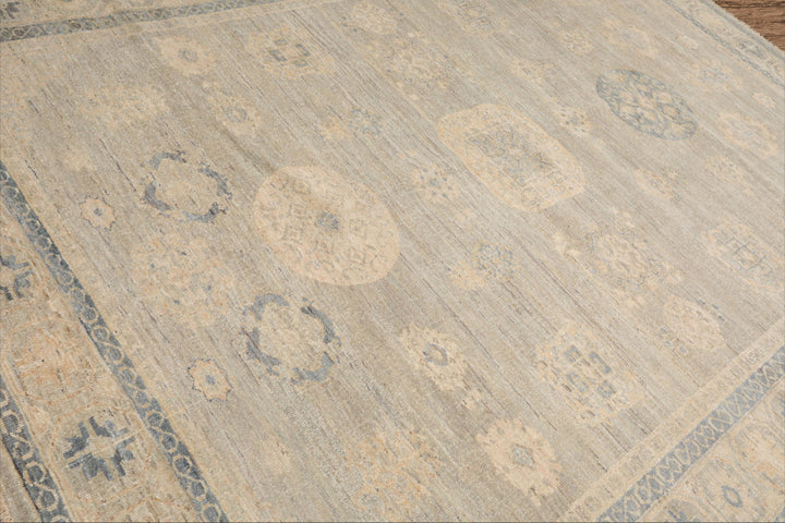 8x10 Hand Knotted Afghan Oushak 100% Wool Oriental Area Rug Gray Beige Color