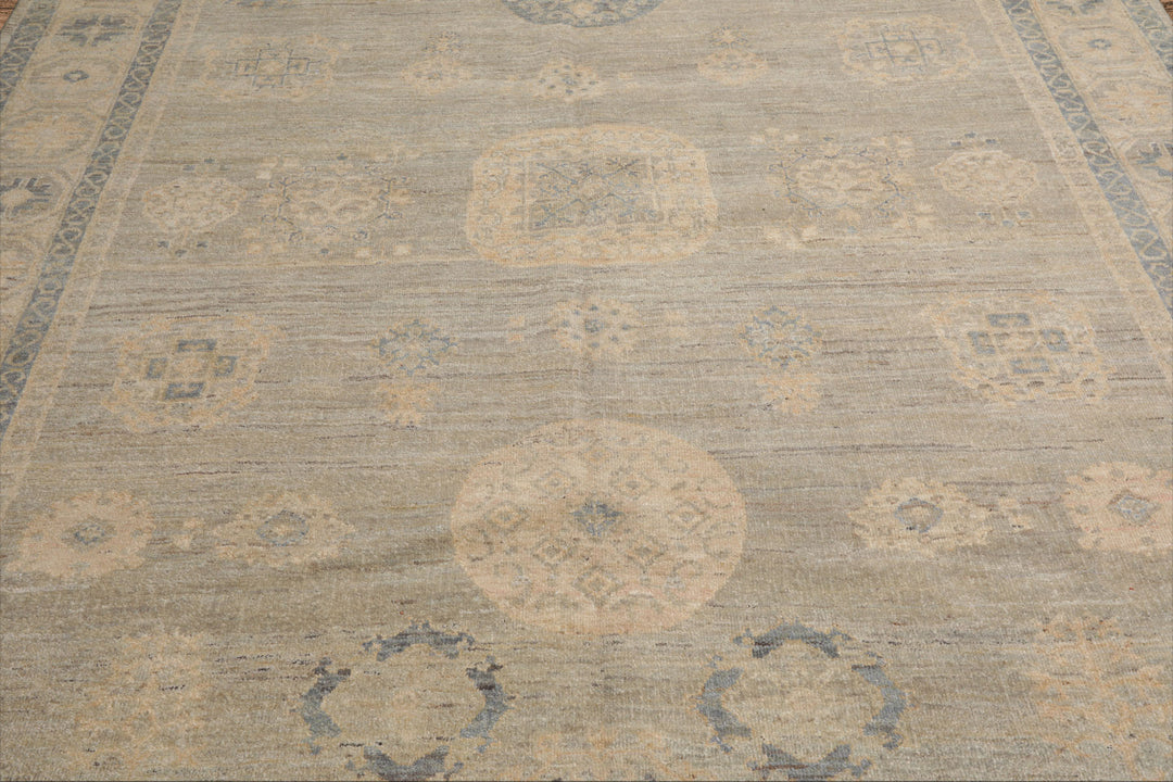 8x10 Hand Knotted Afghan Oushak 100% Wool Oriental Area Rug Gray Beige Color