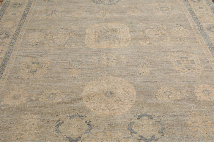 8x10 Hand Knotted Afghan Oushak 100% Wool Oriental Area Rug Gray Beige Color