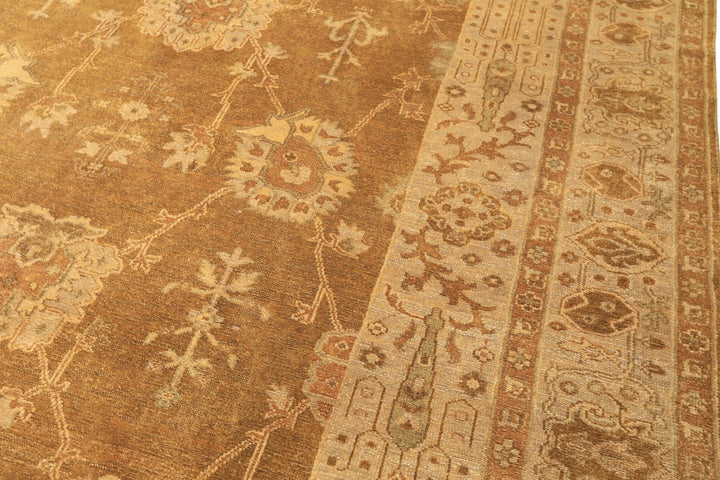 8x10 Antique Gold, Beige, Gray Color Hand Knotted Oushak Wool Transitional Oriental Rug