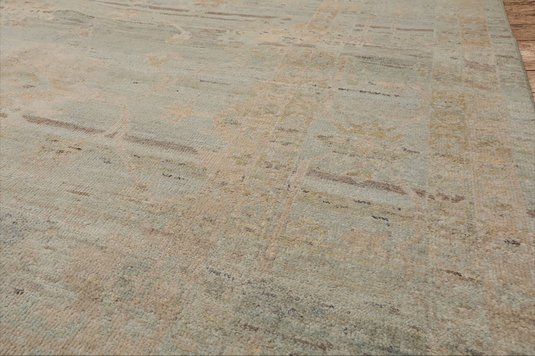 10x14 Hand Knotted Afghan Oushak 100% Wool Oriental Area Rug Mint Beige Color