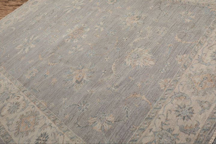 9x12 Hand Knotted Afghan Oushak 100% Wool Oriental Area Rug Gray Beige Color