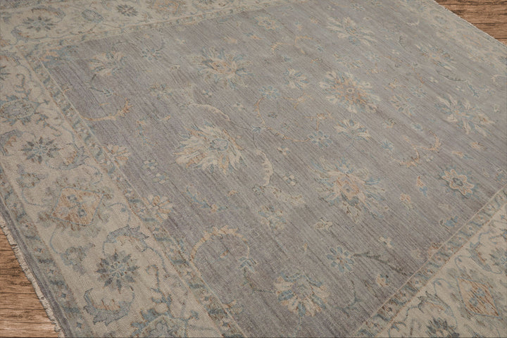 9x12 Hand Knotted Afghan Oushak 100% Wool Oriental Area Rug Gray Beige Color