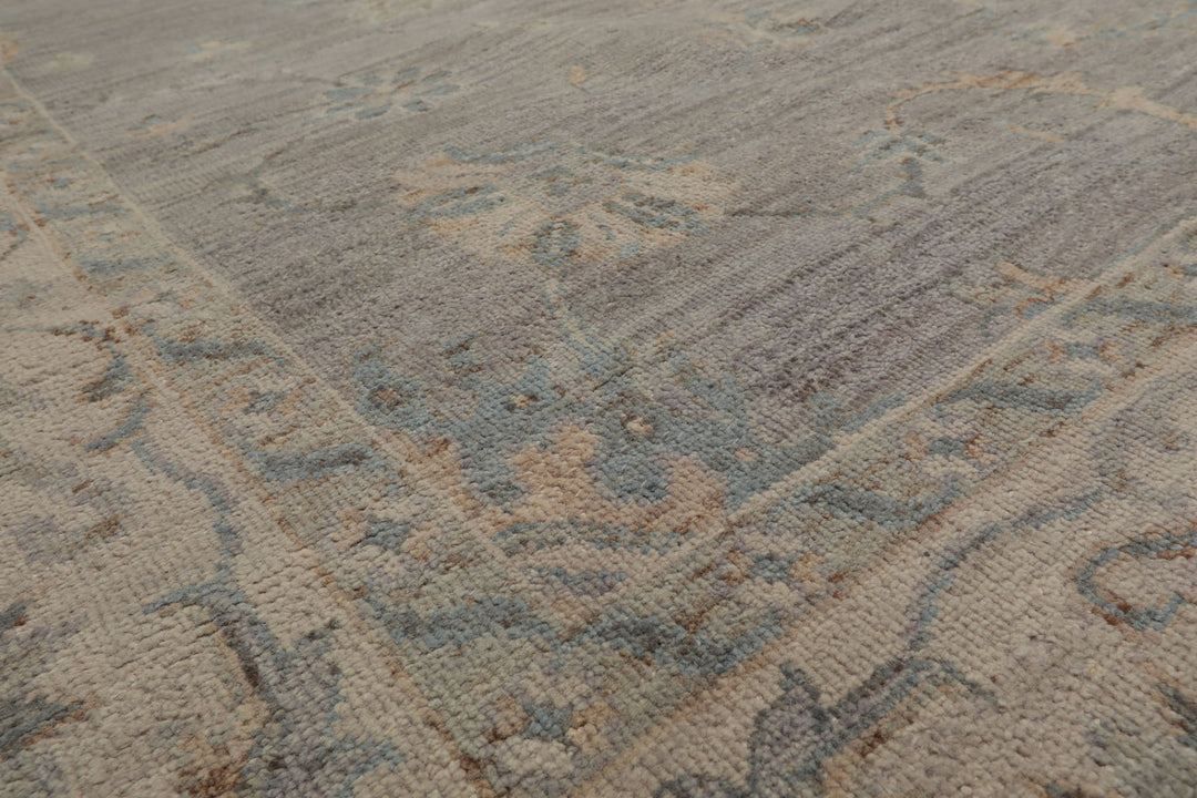 9x12 Hand Knotted Afghan Oushak 100% Wool Oriental Area Rug Gray Beige Color