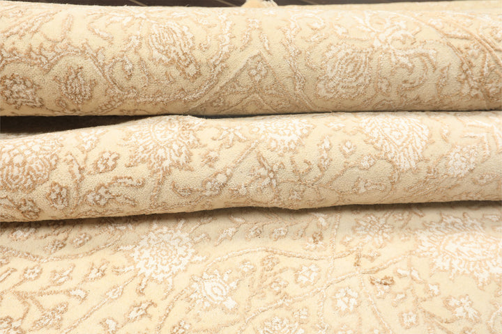 8x10 Ivory, Beige, Color Hand Knotted Tibetan Wool &amp; Silk Transitional Oriental Rug
