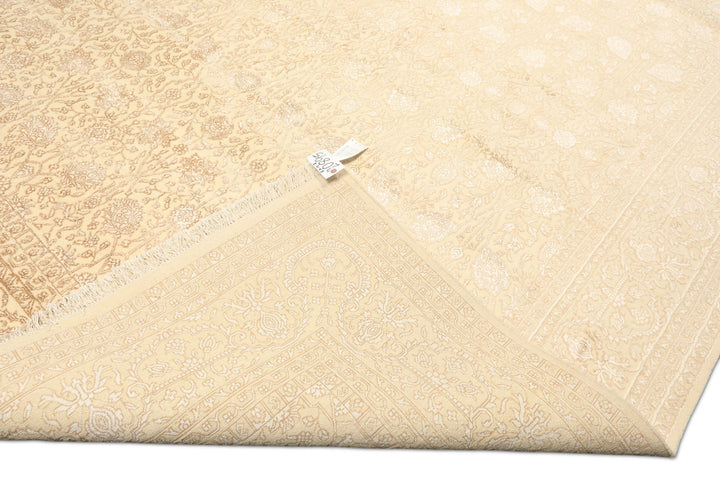8x10 Ivory, Beige, Color Hand Knotted Tibetan Wool &amp; Silk Transitional Oriental Rug