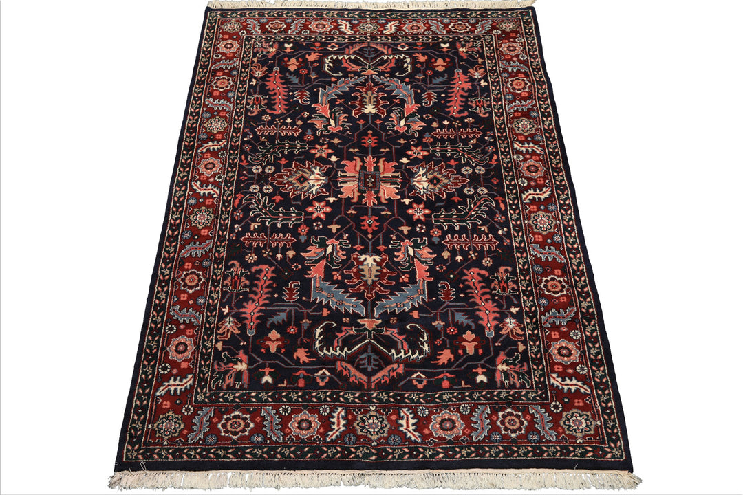 5x8 Navy, Red, Blush Color Hand Knotted Oushak Wool Arts & Crafts Oriental Rug