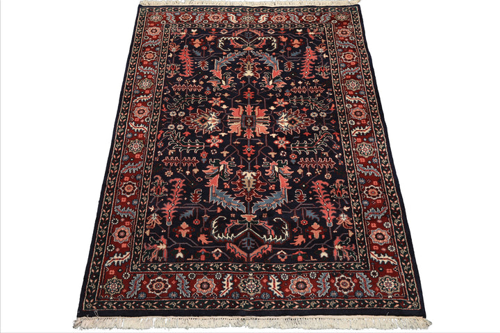 5x8 Navy, Red, Blush Color Hand Knotted Oushak Wool Arts & Crafts Oriental Rug