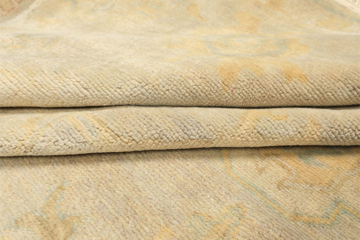 8x10 Gray, Blue, Gold Color Hand Knotted Oushak New Zealand Wool Transitional Oriental Rug