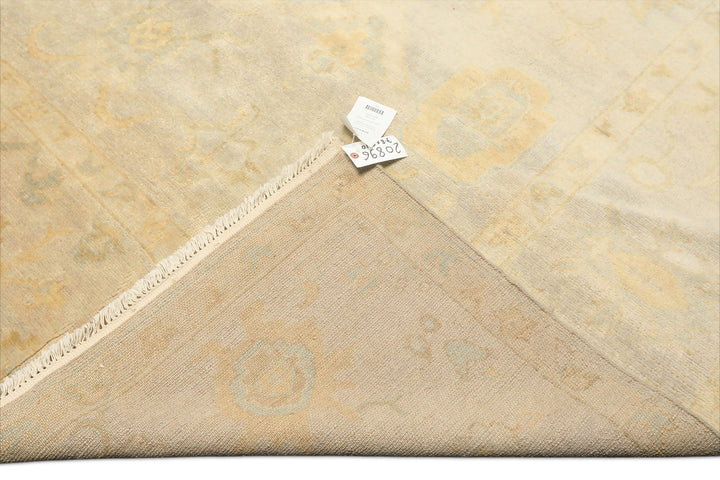 8x10 Gray, Blue, Gold Color Hand Knotted Oushak New Zealand Wool Transitional Oriental Rug