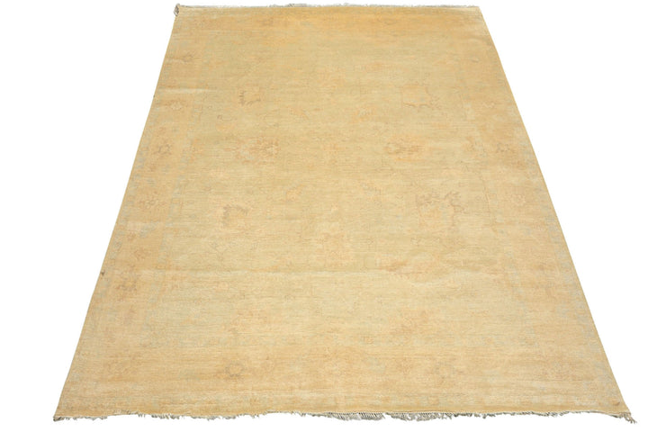 8x10 Gray, Beige, Tan Color Hand Knotted Oushak New Zealand Wool Transitional Oriental Rug