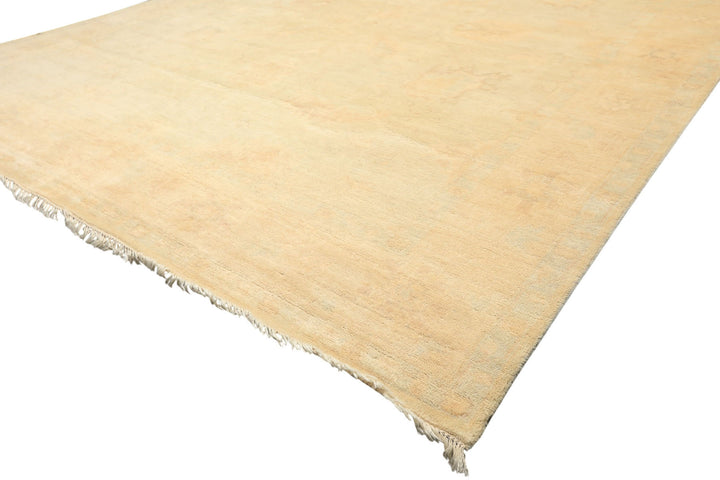 8x10 Gray, Beige, Tan Color Hand Knotted Oushak New Zealand Wool Transitional Oriental Rug