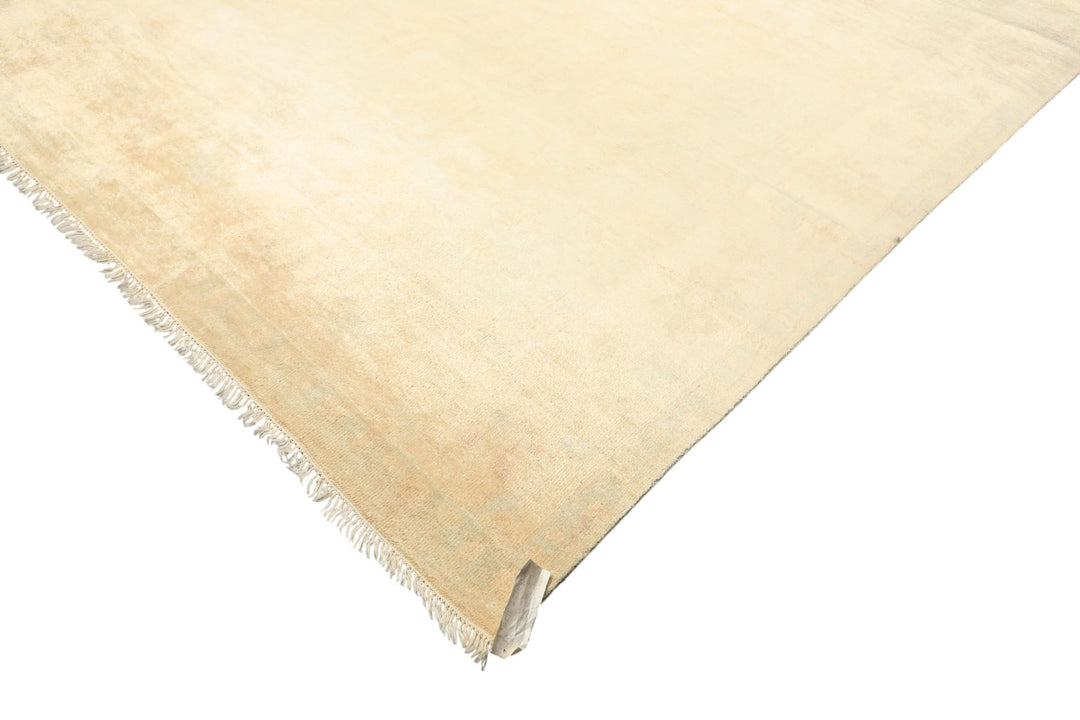 8x10 Gray, Beige, Tan Color Hand Knotted Oushak New Zealand Wool Transitional Oriental Rug
