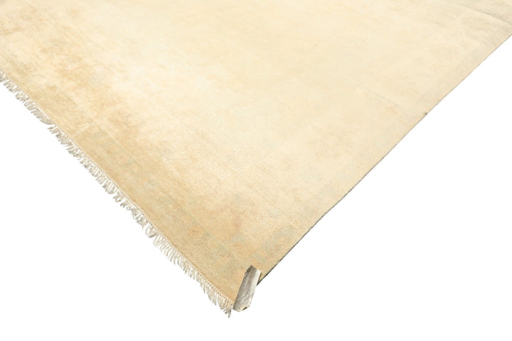 8x10 Gray, Beige, Tan Color Hand Knotted Oushak New Zealand Wool Transitional Oriental Rug