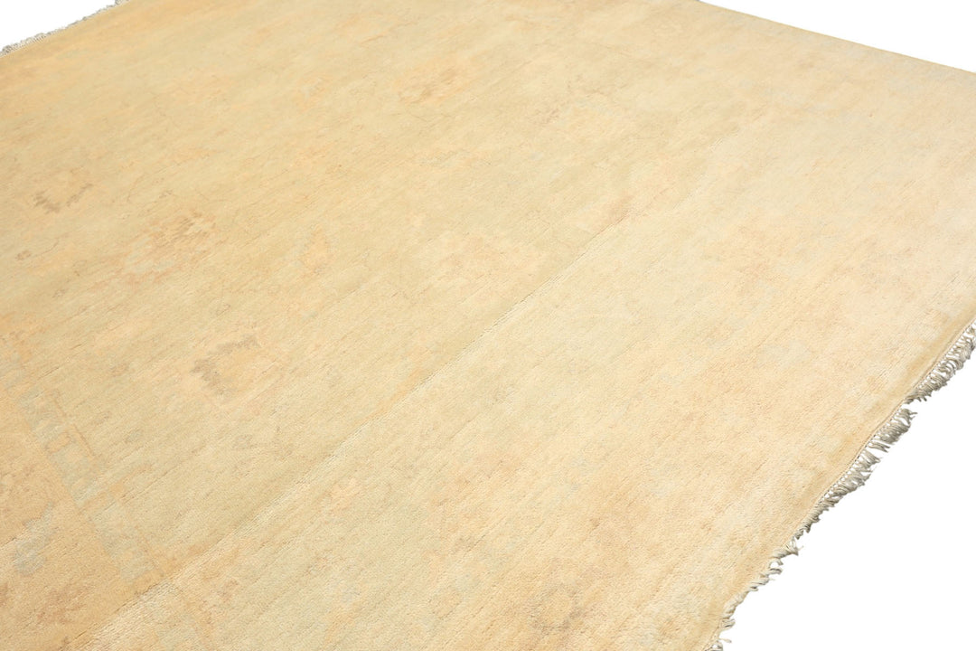 8x10 Gray, Beige, Tan Color Hand Knotted Oushak New Zealand Wool Transitional Oriental Rug