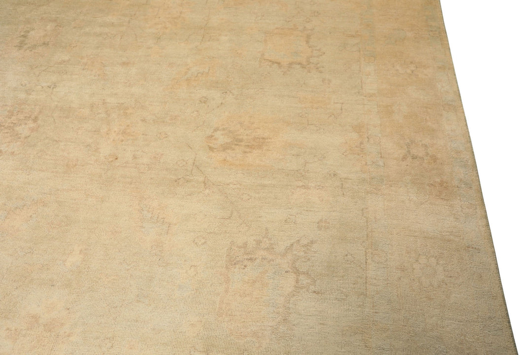 8x10 Gray, Beige, Tan Color Hand Knotted Oushak New Zealand Wool Transitional Oriental Rug
