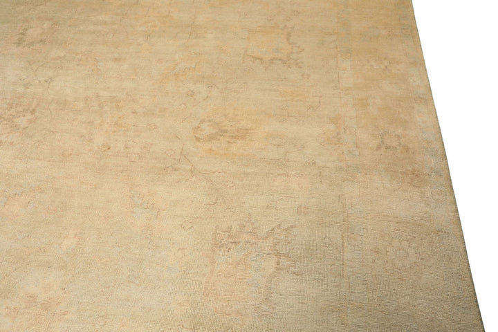 8x10 Gray, Beige, Tan Color Hand Knotted Oushak New Zealand Wool Transitional Oriental Rug