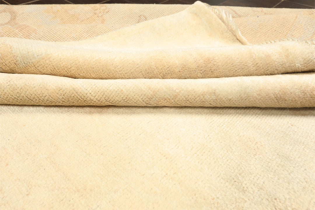 8x10 Gray, Beige, Tan Color Hand Knotted Oushak New Zealand Wool Transitional Oriental Rug