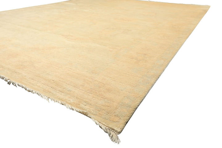 8x10 Gray, Beige, Tan Color Hand Knotted Oushak New Zealand Wool Transitional Oriental Rug