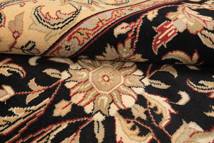 6x9 Black, Warm, Beige Color Hand Knotted Agra Wool Traditional Oriental Rug