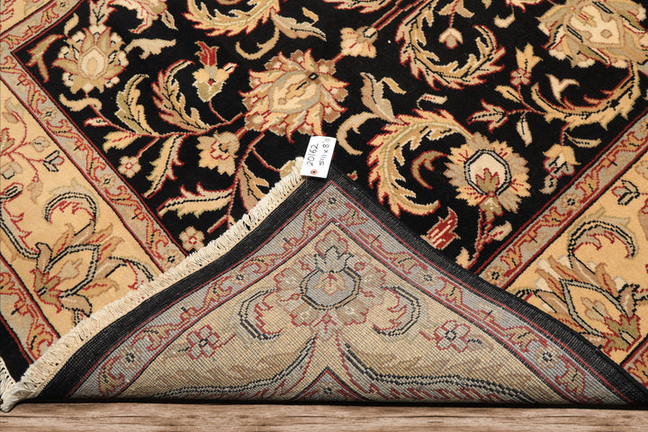 6x9 Black, Warm, Beige Color Hand Knotted Agra Wool Traditional Oriental Rug