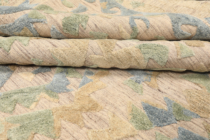 8x10 Taupe, Green, Blue Color Hand Knotted Soumak Wool Modern &amp; Contemporary Oriental Rug