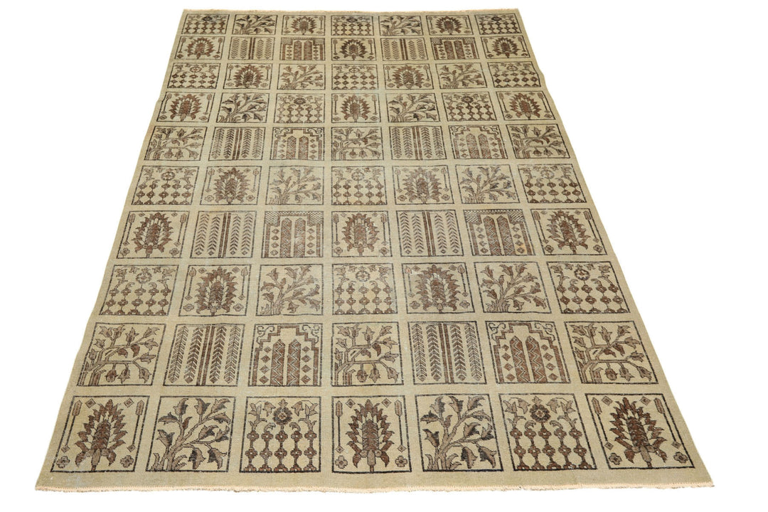 7x11 Gray, Moss, Chocolate Color Hand Knotted Distress Wool Transitional Oriental Rug