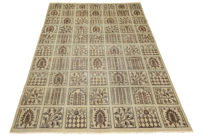 7x11 Gray, Moss, Chocolate Color Hand Knotted Distress Wool Transitional Oriental Rug