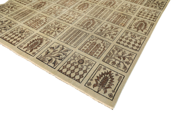 7x11 Gray, Moss, Chocolate Color Hand Knotted Distress Wool Transitional Oriental Rug