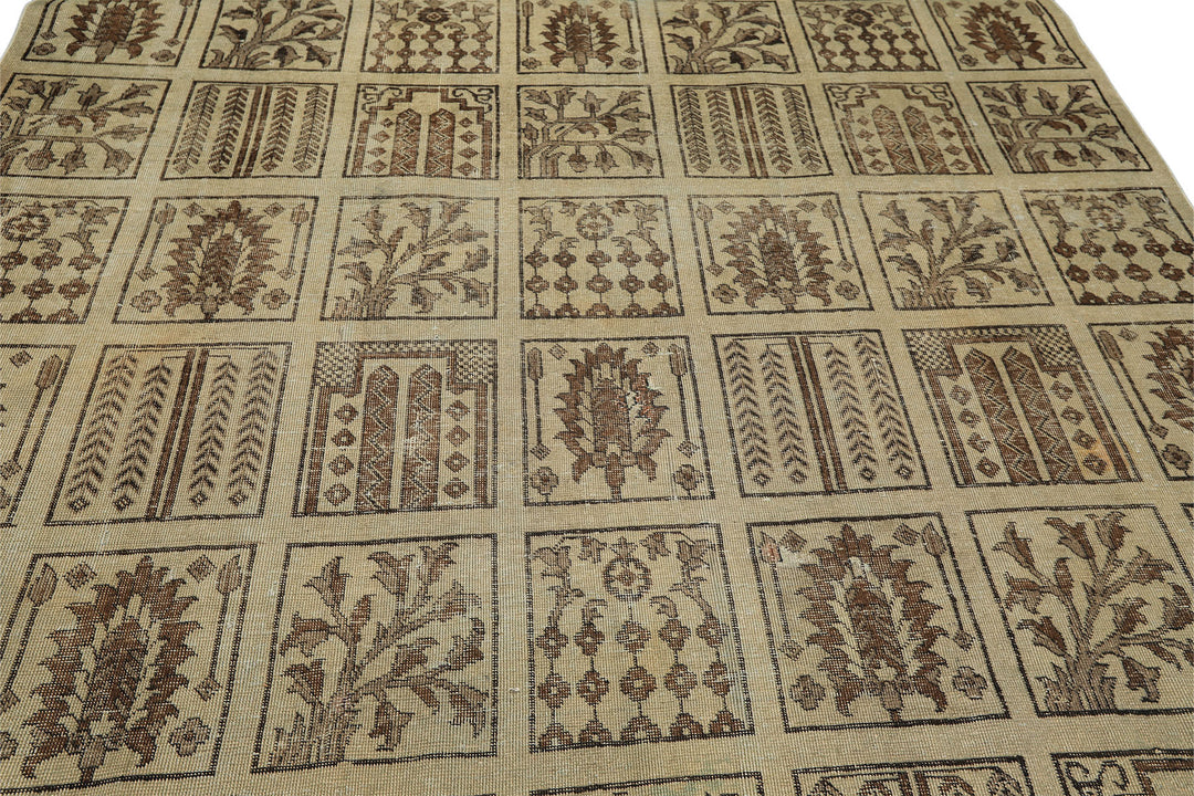 7x11 Gray, Moss, Chocolate Color Hand Knotted Distress Wool Transitional Oriental Rug