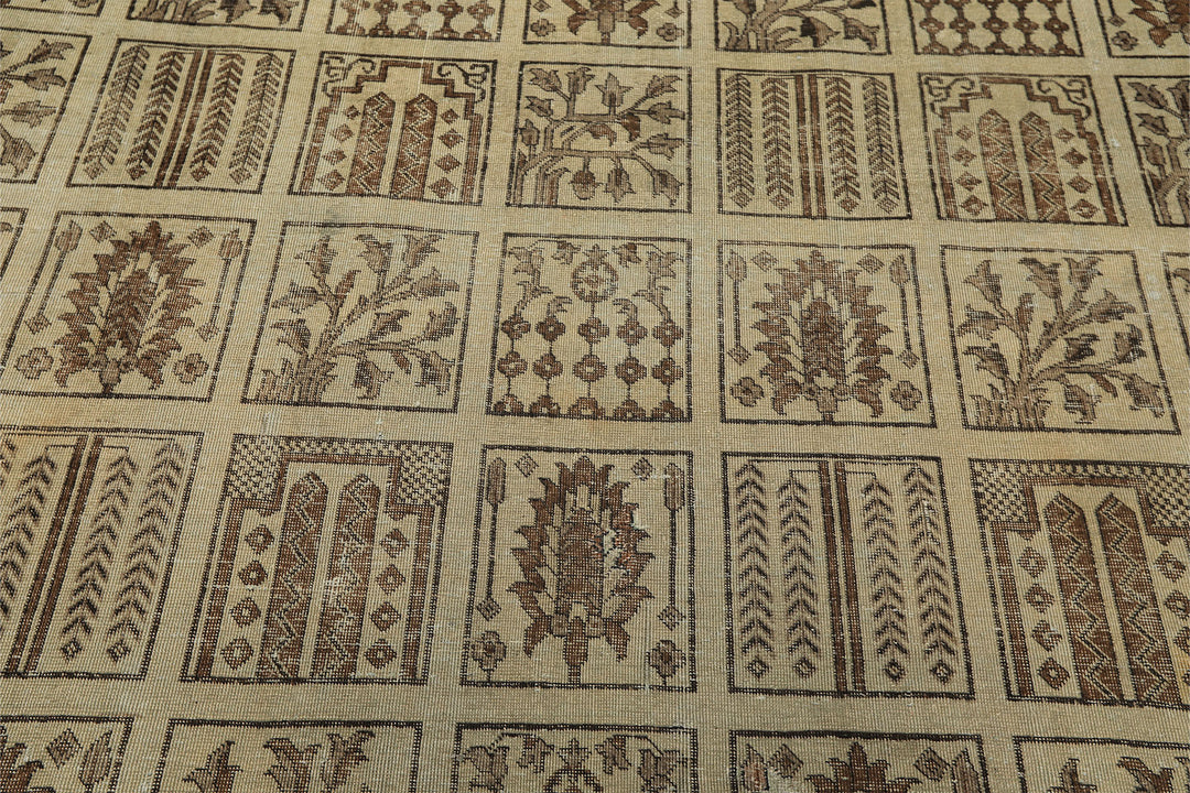 7x11 Gray, Moss, Chocolate Color Hand Knotted Distress Wool Transitional Oriental Rug