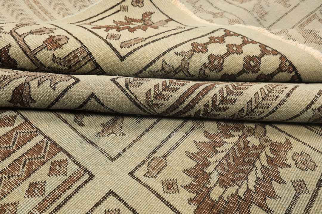 7x11 Gray, Moss, Chocolate Color Hand Knotted Distress Wool Transitional Oriental Rug