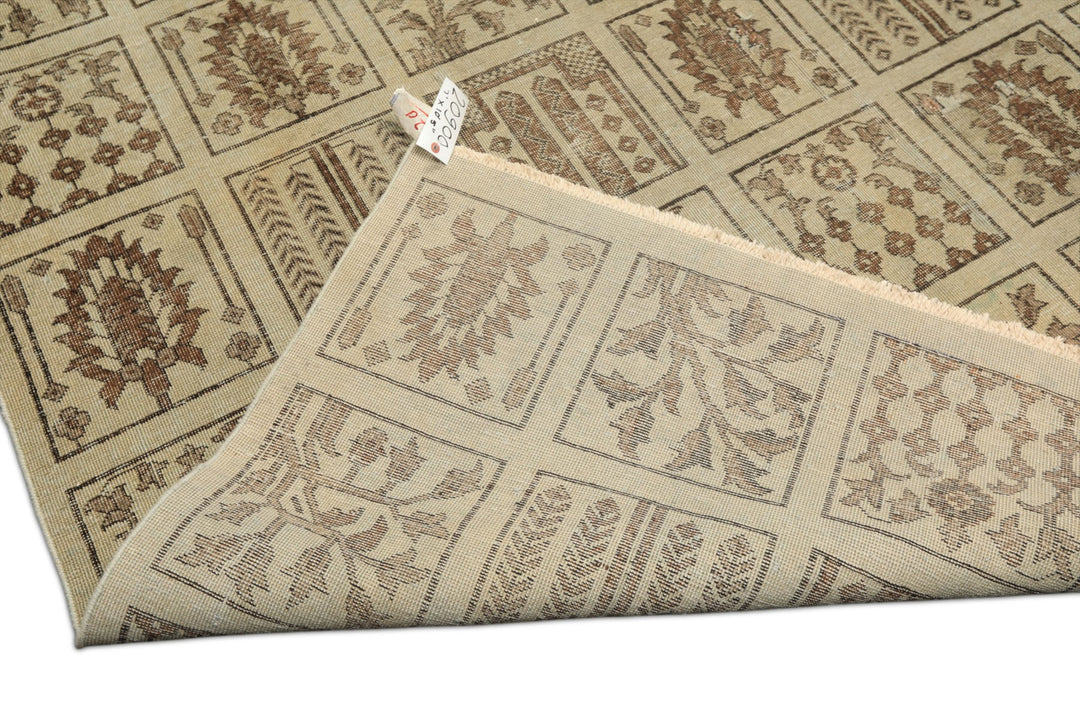 7x11 Gray, Moss, Chocolate Color Hand Knotted Distress Wool Transitional Oriental Rug