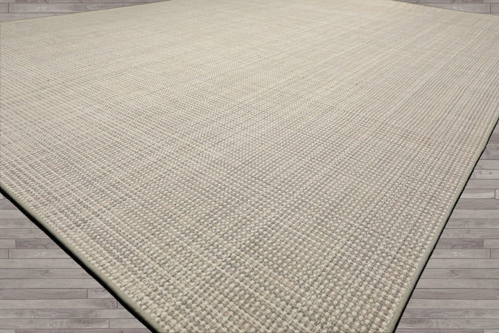 Multi Size Beige Gray Color Hand Woven Textured New Zealand Wool Contemporary Oriental Rug