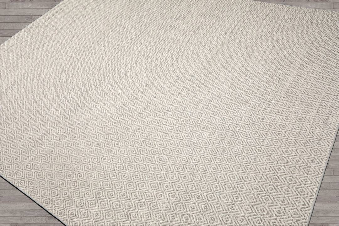 Multi Size Ivory Gray Color Hand Woven Geometric New Zealand Wool Contemporary Oriental Rug