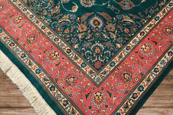 8x10 Teal, Pink, Ivory Color Hand Knotted Pak Persian New Zealand Wool Traditional Oriental Rug