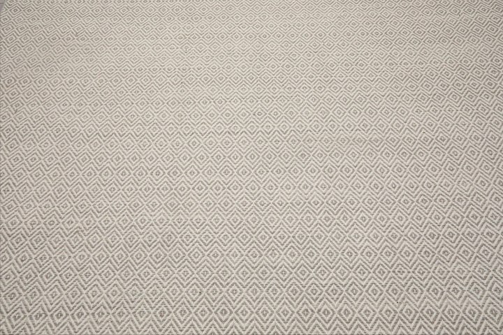 Multi Size Ivory Gray Color Hand Woven Geometric New Zealand Wool Contemporary Oriental Rug