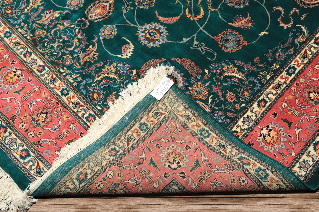 8x10 Teal, Pink, Ivory Color Hand Knotted Pak Persian New Zealand Wool Traditional Oriental Rug