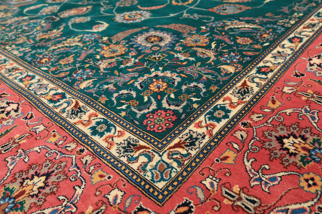 8x10 Teal, Pink, Ivory Color Hand Knotted Pak Persian New Zealand Wool Traditional Oriental Rug