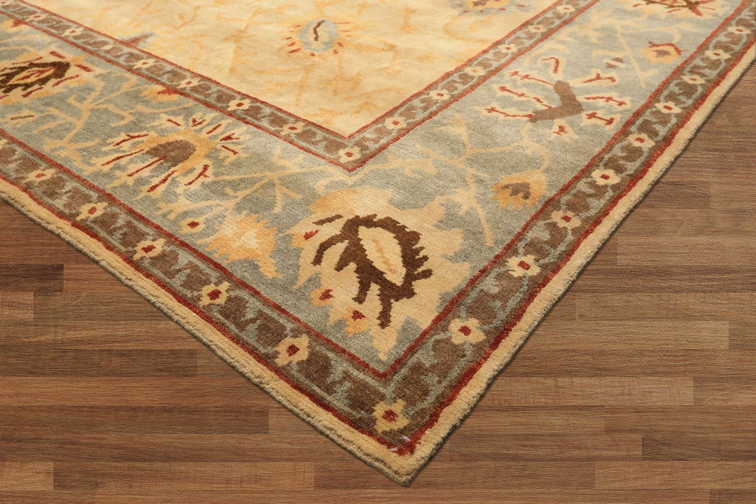 8x10 Beige, Slate, Rust Color Hand Knotted Tibetan Wool Traditional Oriental Rug