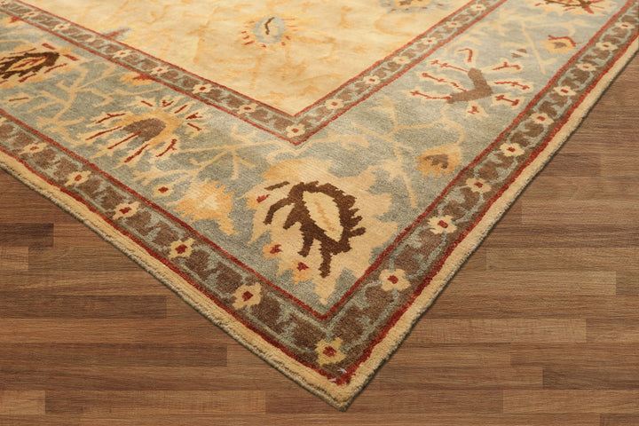8x10 Beige, Slate, Rust Color Hand Knotted Tibetan Wool Traditional Oriental Rug