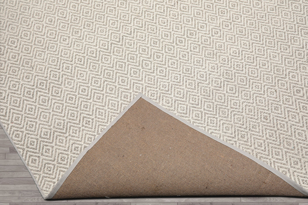 Multi Size Ivory Gray Color Hand Woven Geometric New Zealand Wool Contemporary Oriental Rug