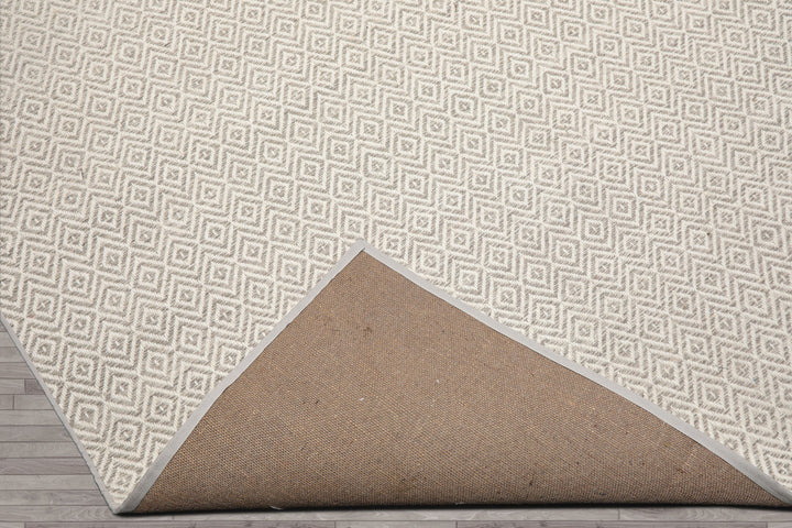 Multi Size Ivory Gray Color Hand Woven Geometric New Zealand Wool Contemporary Oriental Rug