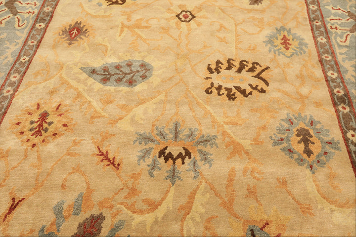 8x10 Beige, Slate, Rust Color Hand Knotted Tibetan Wool Traditional Oriental Rug