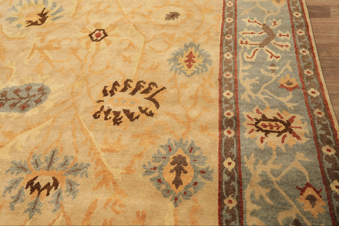 8x10 Beige, Slate, Rust Color Hand Knotted Tibetan Wool Traditional Oriental Rug