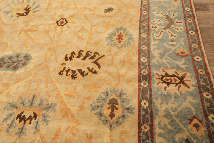 8x10 Beige, Slate, Rust Color Hand Knotted Tibetan Wool Traditional Oriental Rug