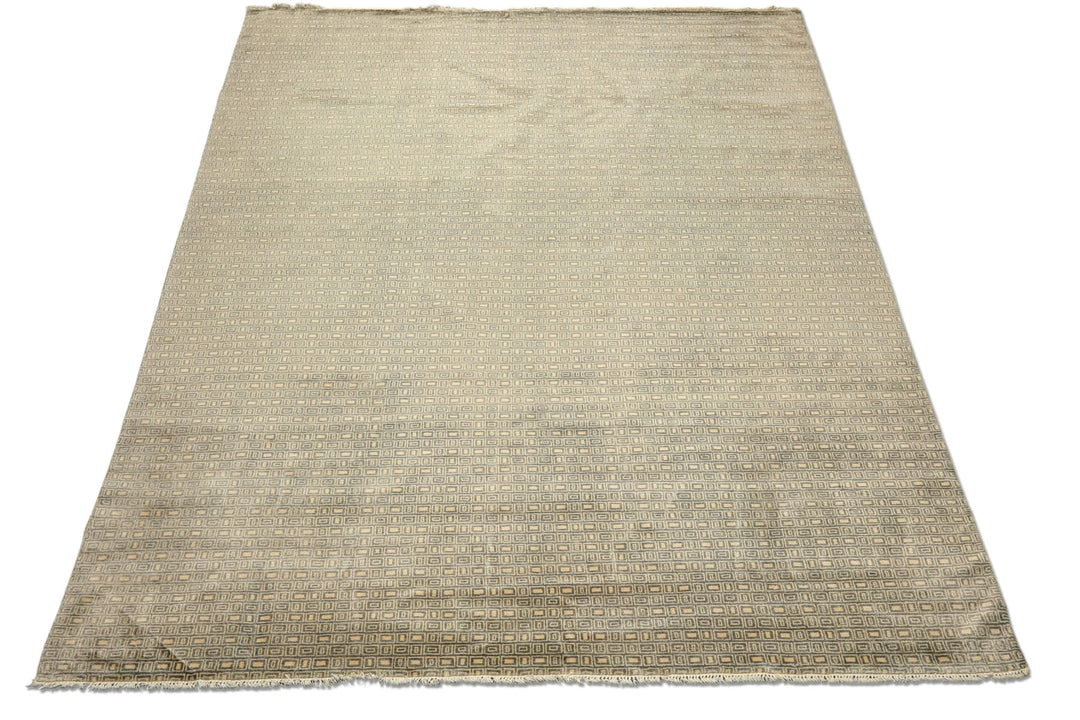 8x10 Moss, Ivory, Color Hand Knotted Bokhara New Zealand Wool Modern &amp; Contemporary Oriental Rug