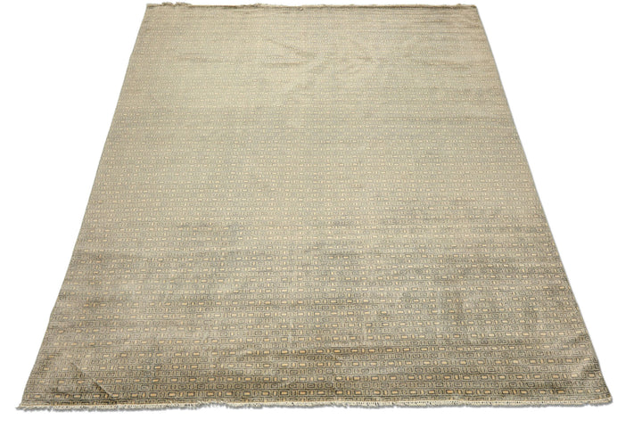 8x10 Moss, Ivory, Color Hand Knotted Bokhara New Zealand Wool Modern &amp; Contemporary Oriental Rug