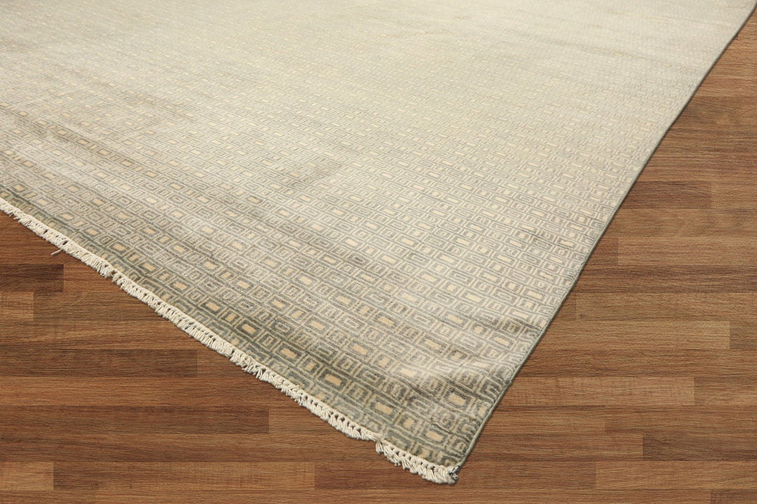 8x10 Moss, Ivory, Color Hand Knotted Bokhara New Zealand Wool Modern &amp; Contemporary Oriental Rug